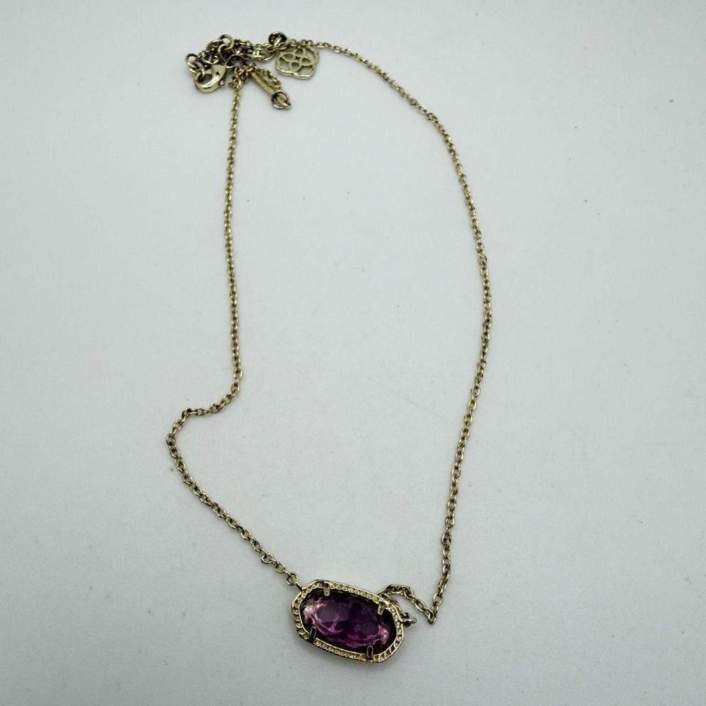 Kendra Scott "Elisa" Amethyst geometric glass necklace in‎ gold tone metal!